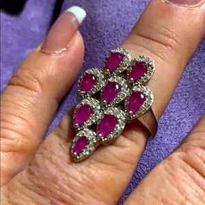 Silver with ruby stones and Zirconium